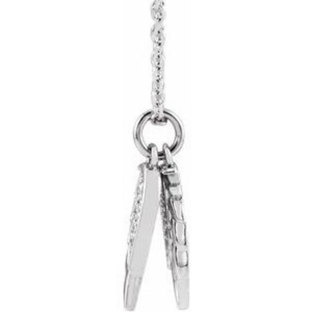 Kazi Luxury Sterling Silver .03 Ctw Natural Diamond Angel Wings 16-18" Necklace View 2